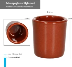 MamboCat 12er Ton Schnapsbecher 50 Ml Vollglasiert Shot-Glas Mediterran Unikat Handarbeit Tonbecher -Optimal Weinglas Geschäft 1b9464e82415ad9215d7a2092e130cd9
